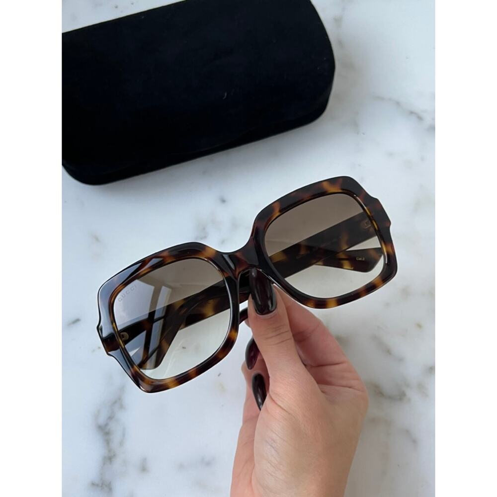 NEW GUCCI GG1337S Brown Havana Square Sunglasses - Picture 4 of 8